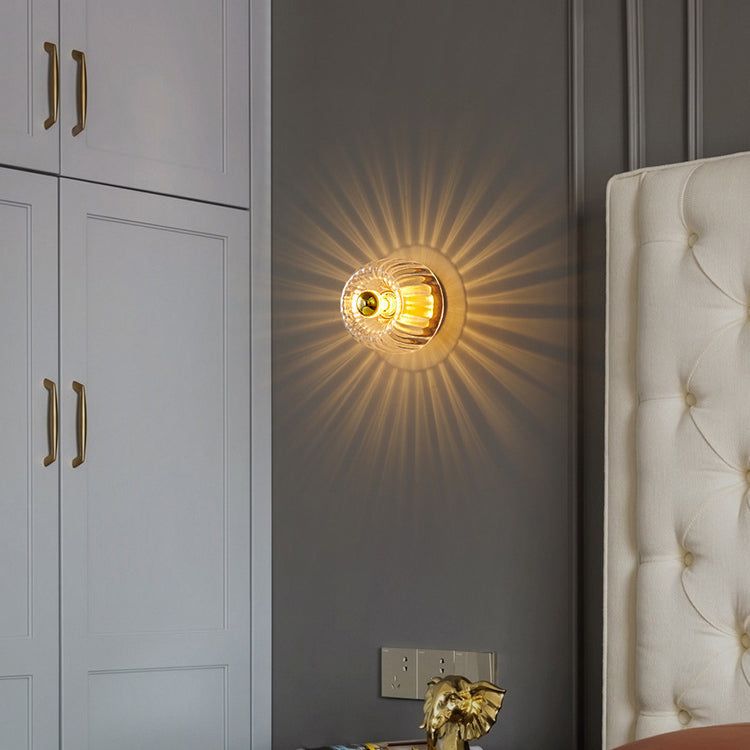 Copper Glass Sun Shape Flush Mount Light 1-Light Dual Purpose-Lighting > Ceiling Lights-casanuva-Wall Sconce Lamp-220V-240V-casanuva