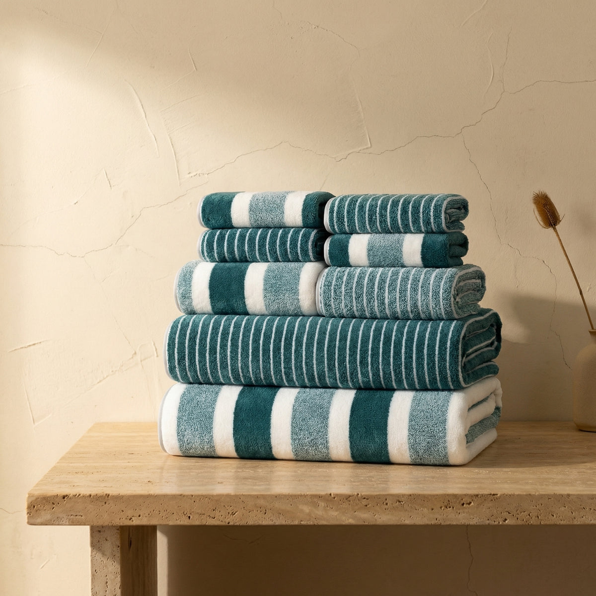Coral Fleece Bath Towel Set 8-Piece Absorbent Quick-Drying Towels-Bedding & Bath > Bath Towels-casanuva-casanuva