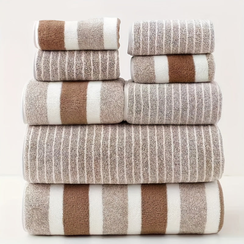 Coral Fleece Bath Towel Set 8 Pieces Soft Quick Dry Towels-Bedding & Bath > Bath Towels-casanuva-casanuva