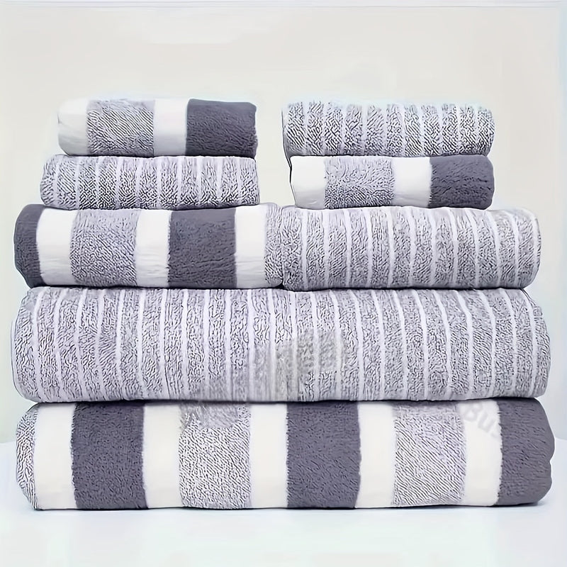 Coral Fleece Bath Towel Set 8 Pieces Soft Quick Dry Towels-Bedding & Bath > Bath Towels-casanuva-casanuva