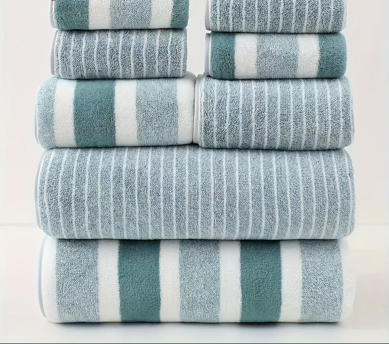 Coral Fleece Bath Towel Set 8 Pieces Soft Quick Dry Towels-Bedding & Bath > Bath Towels-casanuva-Green-casanuva