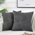 Corduroy Cushion Cover Rustic Texture-Covers & Textiles > Cushion Covers-casanuva-Dark Gray-12"x20"-casanuva
