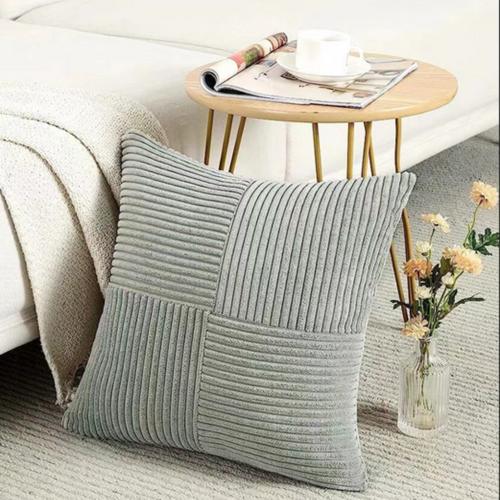 Corduroy Cushion Cover Rustic Texture-Covers & Textiles > Cushion Covers-casanuva-Gray-12"x20"-casanuva