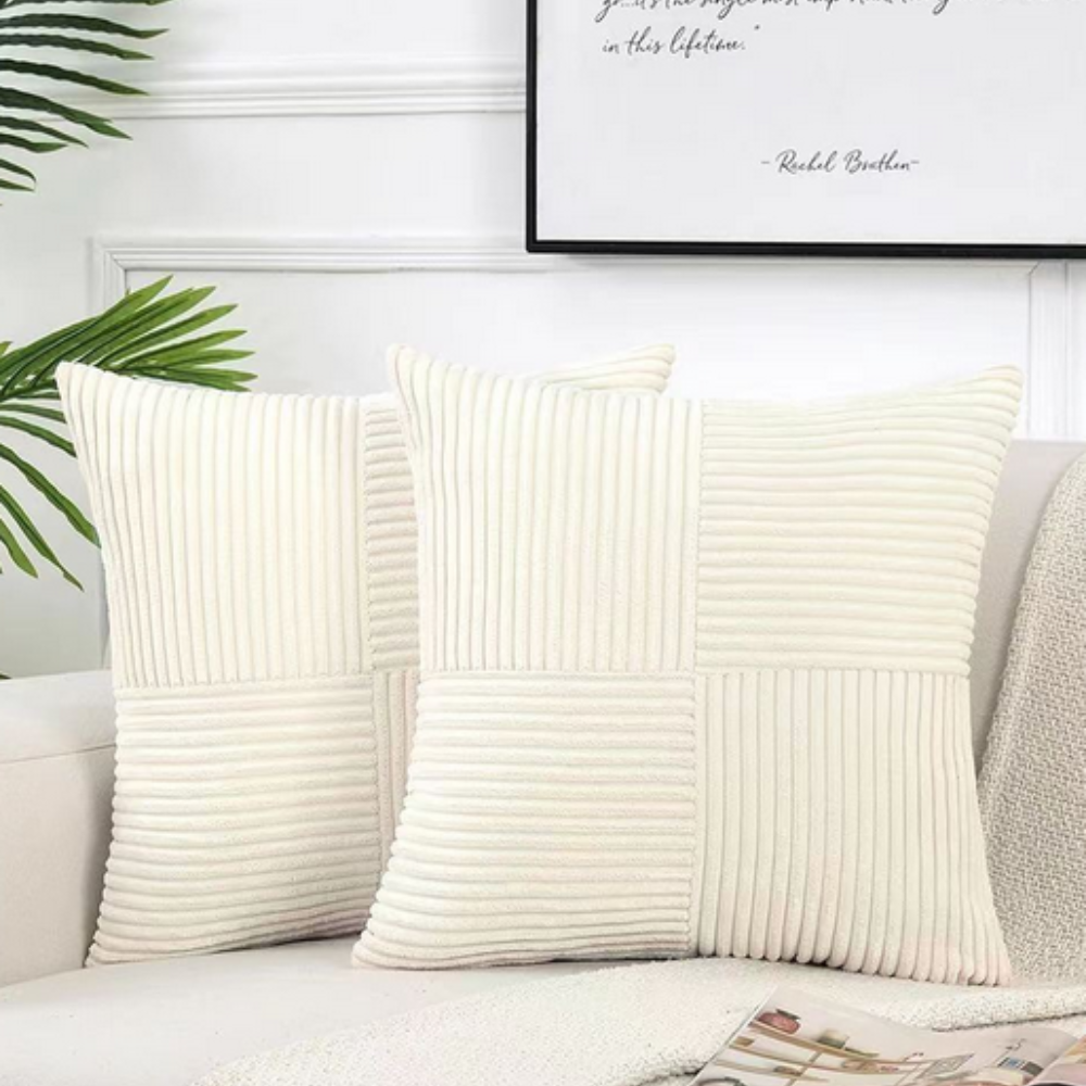Corduroy Cushion Cover Rustic Texture-Covers & Textiles > Cushion Covers-casanuva-White-12"x20"-casanuva