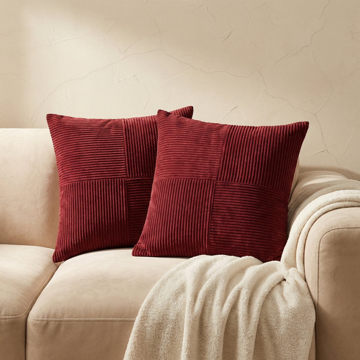 Corduroy Cushion Cover Rustic Texture-Covers & Textiles > Cushion Covers-casanuva-casanuva