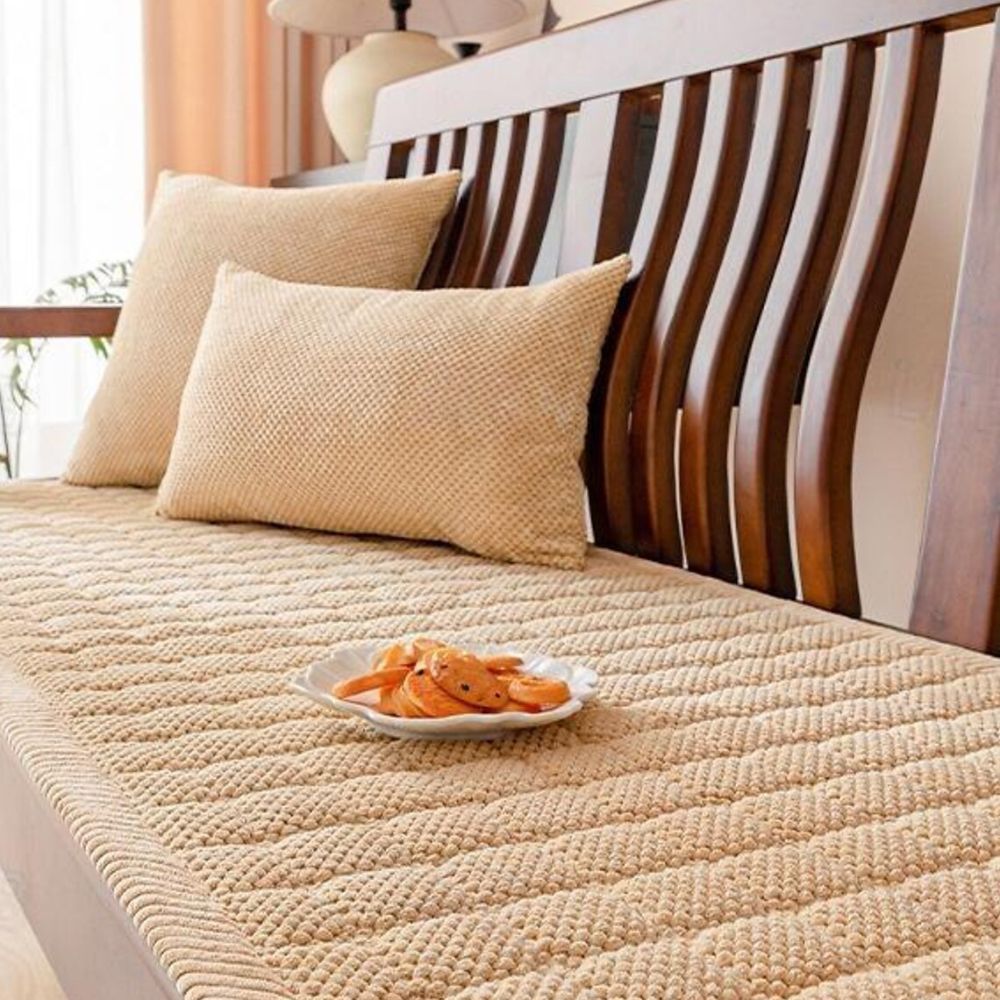 Corduroy Sofa Cover Washable Plush Comfort Protector-Covers & Textiles > Sofa Covers-casanuva-Cream Beige-27.6"x27.6"-casanuva