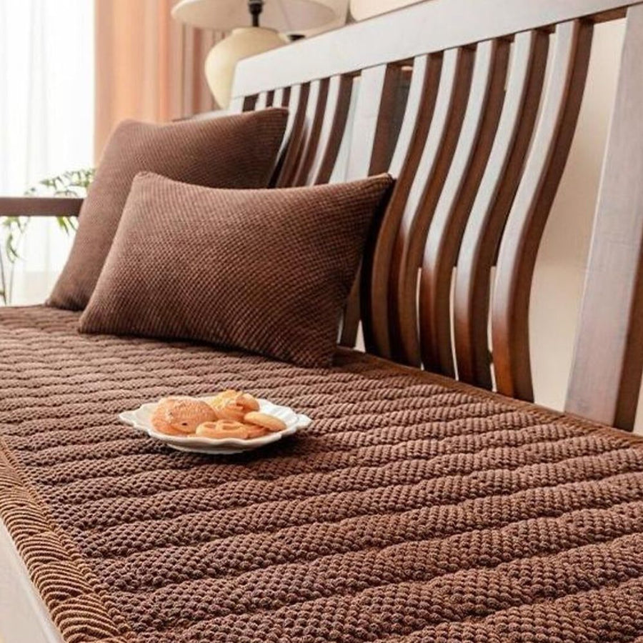 Corduroy Sofa Cover Washable Plush Comfort Protector-Covers & Textiles > Sofa Covers-casanuva-Mocha Brown-27.6"x27.6"-casanuva