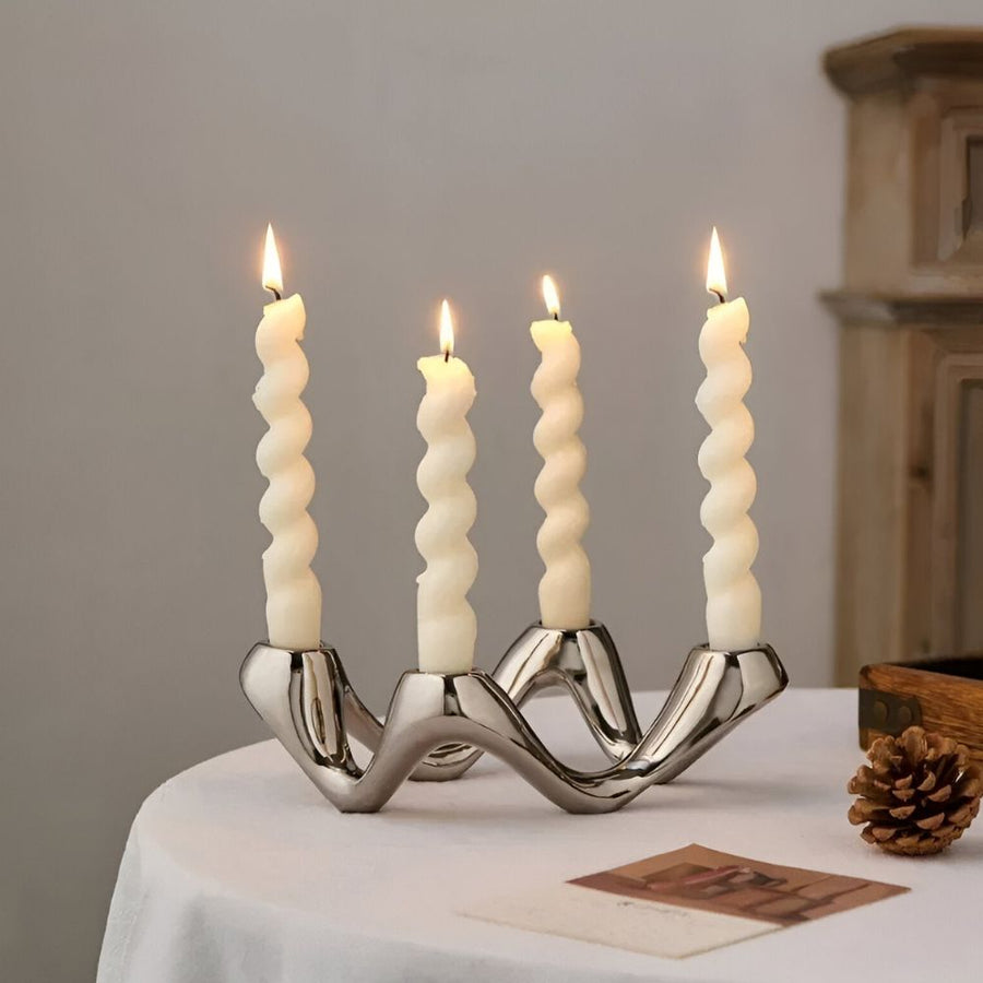 Cosmic Ripple Candle Holder Decorative Accent-Home Decor > Candle Holders-casanuva-Silver-casanuva