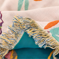 Cotton Blanket with Whimsical Bird Tassels-Bedding & Bath > Blankets-casanuva-casanuva