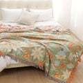 Cotton Floral Boho Blanket in Rustic Design-Bedding & Bath > Blankets-casanuva-casanuva