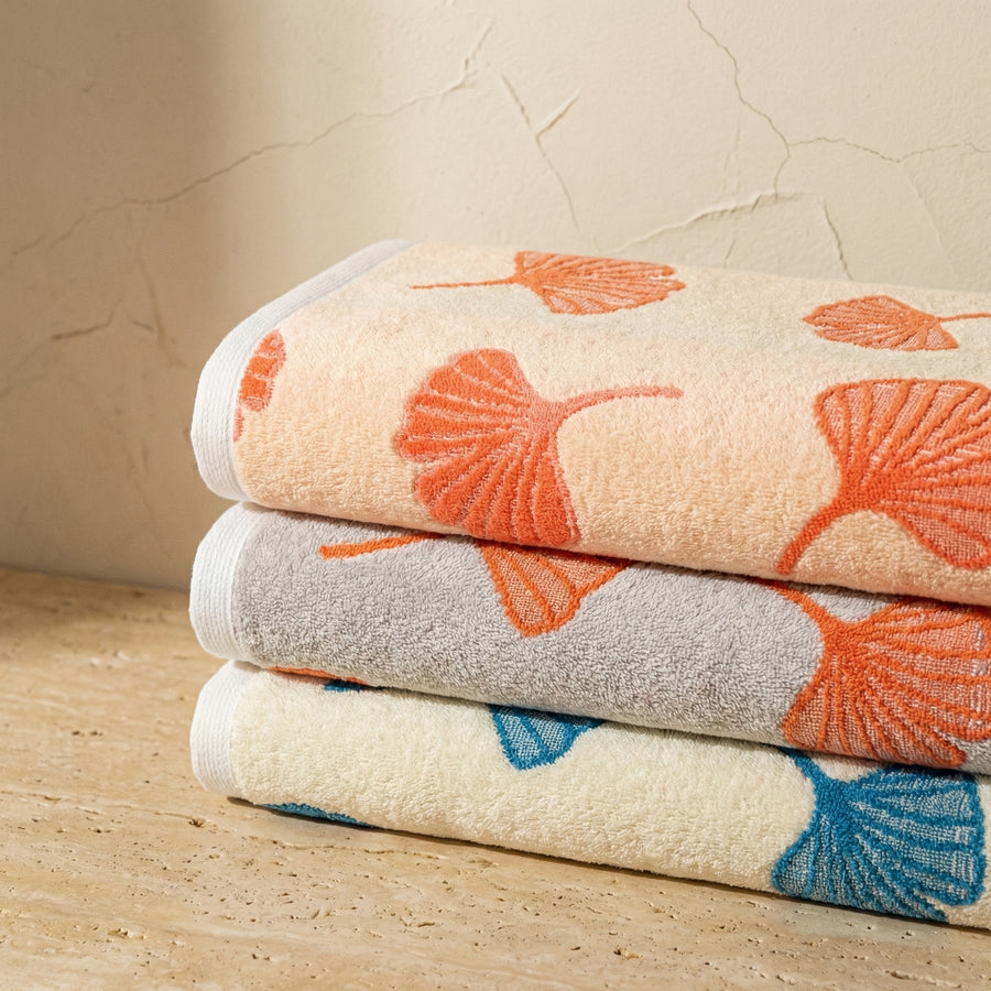 Cotton Ginkgo Towel-Bedding & Bath > Bath Towels-casanuva-casanuva