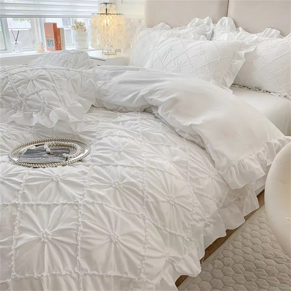 Cotton Plush Ruffle Bedding Set 4 Pieces-Bedding & Bath > Bedding Sets-casanuva-casanuva