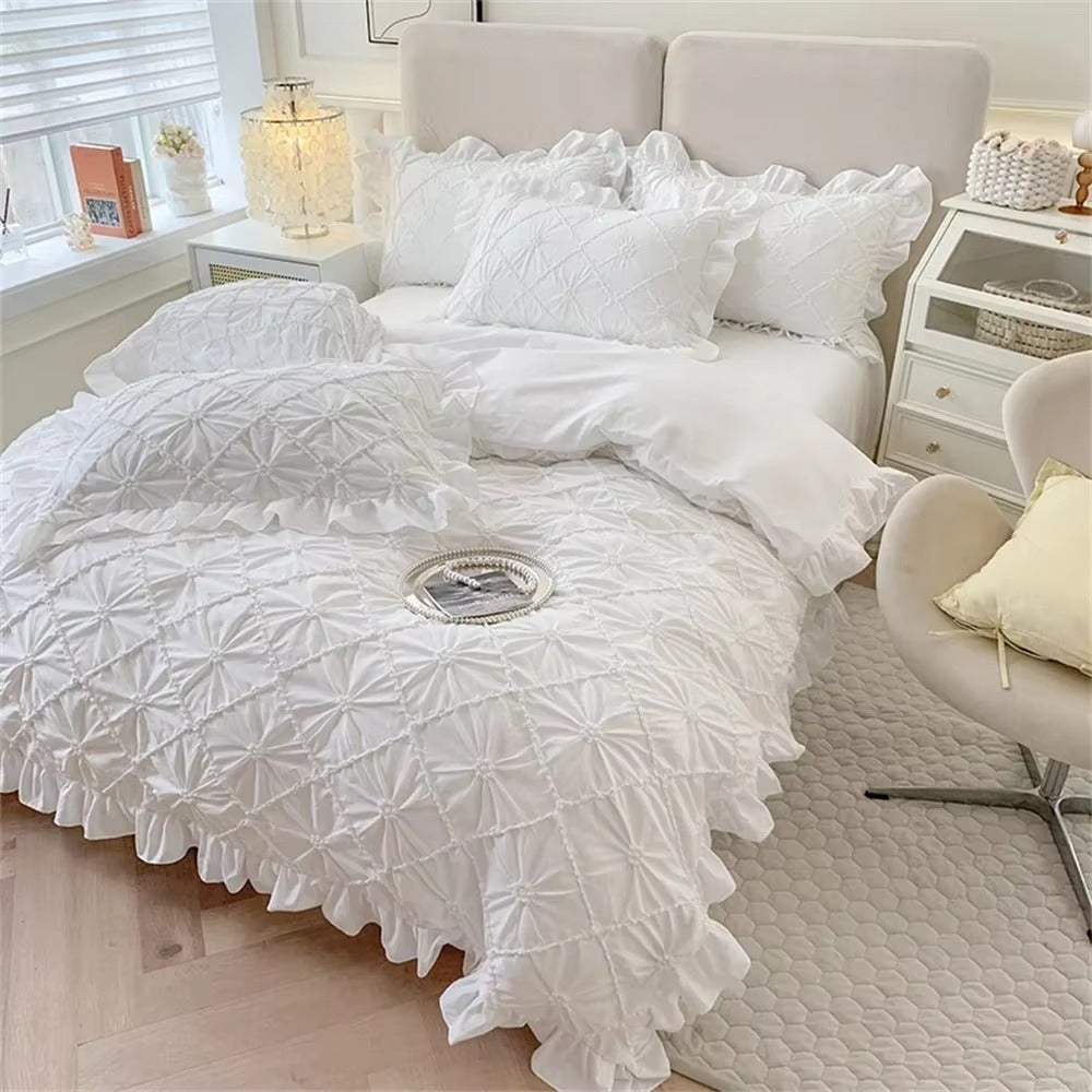 Cotton Plush Ruffle Bedding Set 4 Pieces-Bedding & Bath > Bedding Sets-casanuva-casanuva