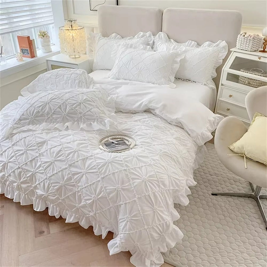Cotton Plush Ruffle Bedding Set 4 Pieces-Bedding & Bath > Bedding Sets-casanuva-casanuva