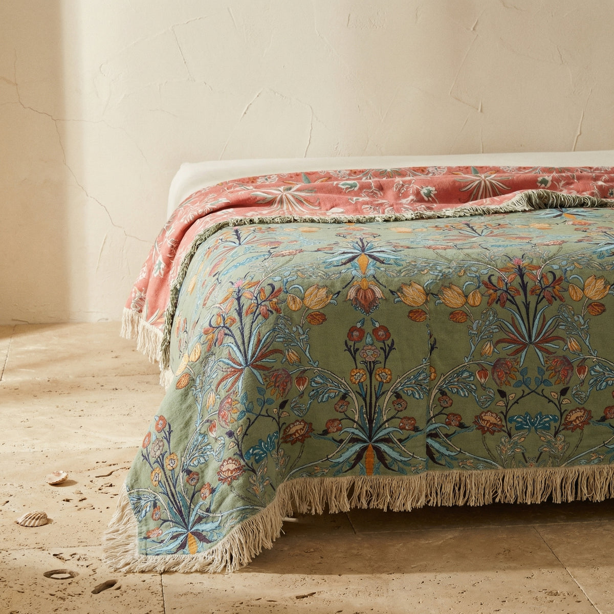 Cotton Reversible Blanket Wild Petal Design-Bedding & Bath > Blankets-casanuva-casanuva