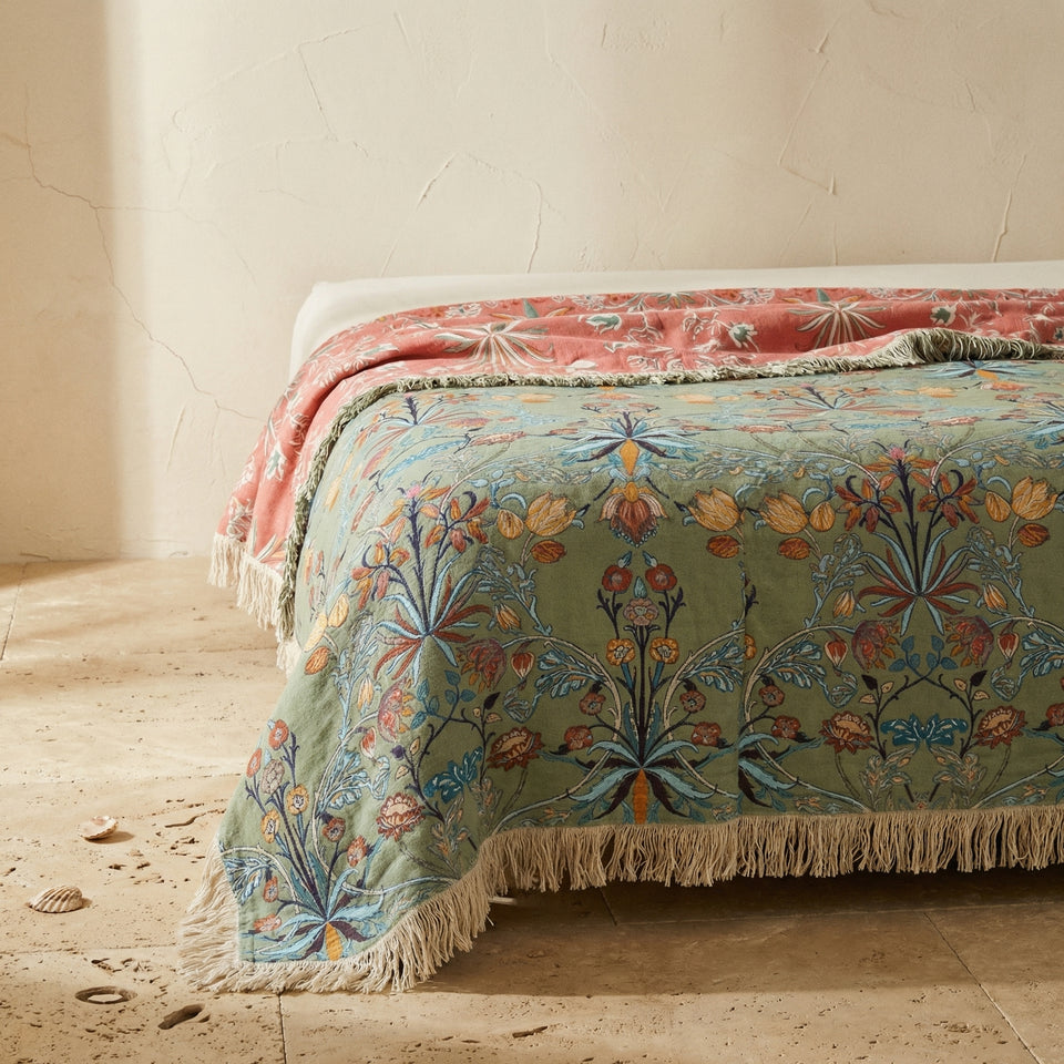 Cotton Reversible Blanket Wild Petal Design-Bedding & Bath > Blankets-casanuva-casanuva