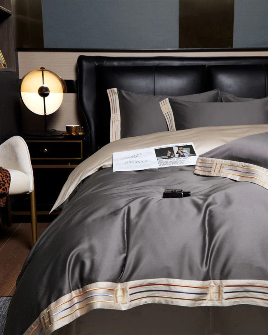 Cotton Satin Bed Linen Set with Embroidery 4-Piece-Bedding & Bath > Bedding Sets-casanuva-casanuva