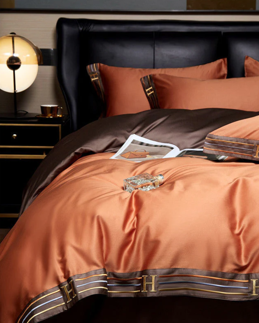 Cotton Satin Bed Linen Set with Embroidery 4-Piece-Bedding & Bath > Bedding Sets-casanuva-casanuva