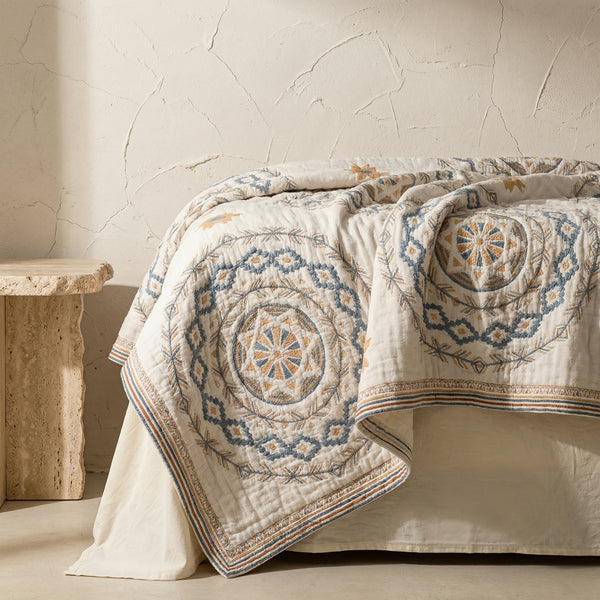 Cotton Throw Blanket with Serene Mandala Design-Bedding & Bath > Blankets-casanuva-casanuva