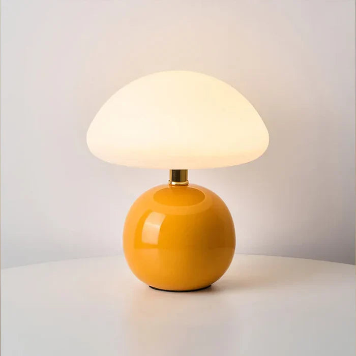 Cream Ceramic Mushroom Table Lamp-Lighting > Table Lamps-casanuva-Orange-casanuva