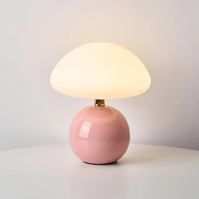 Cream Ceramic Mushroom Table Lamp-Lighting > Table Lamps-casanuva-Pink-casanuva