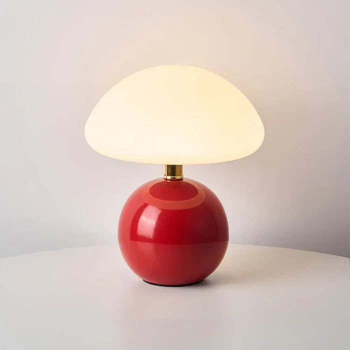 Cream Ceramic Mushroom Table Lamp-Lighting > Table Lamps-casanuva-Red-casanuva