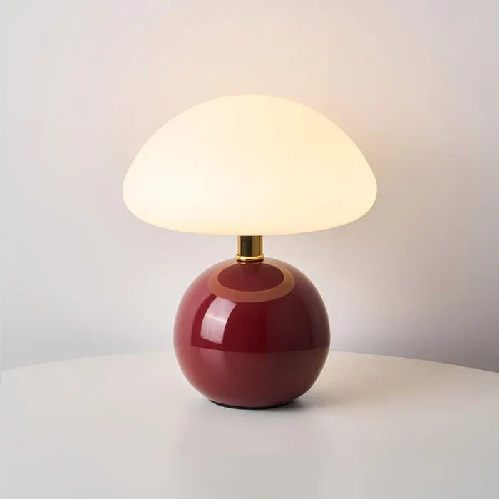Cream Ceramic Mushroom Table Lamp-Lighting > Table Lamps-casanuva-Wine Red-casanuva
