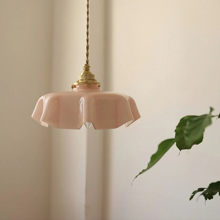 Cream Flower Glass Pendant Light-Lighting > Chandeliers & Pendant Lights-casanuva-casanuva