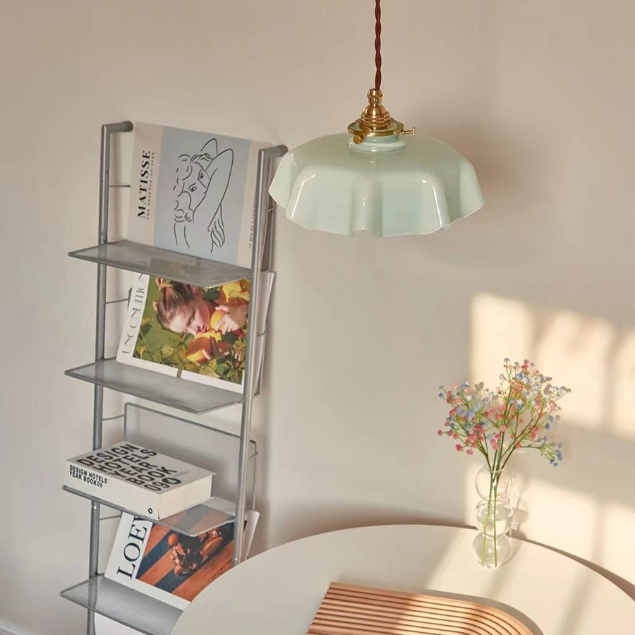 Cream Flower Glass Pendant Light-Lighting > Chandeliers & Pendant Lights-casanuva-casanuva
