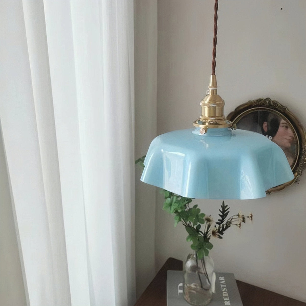 Cream Flower Glass Pendant Light-Lighting > Chandeliers & Pendant Lights-casanuva-casanuva