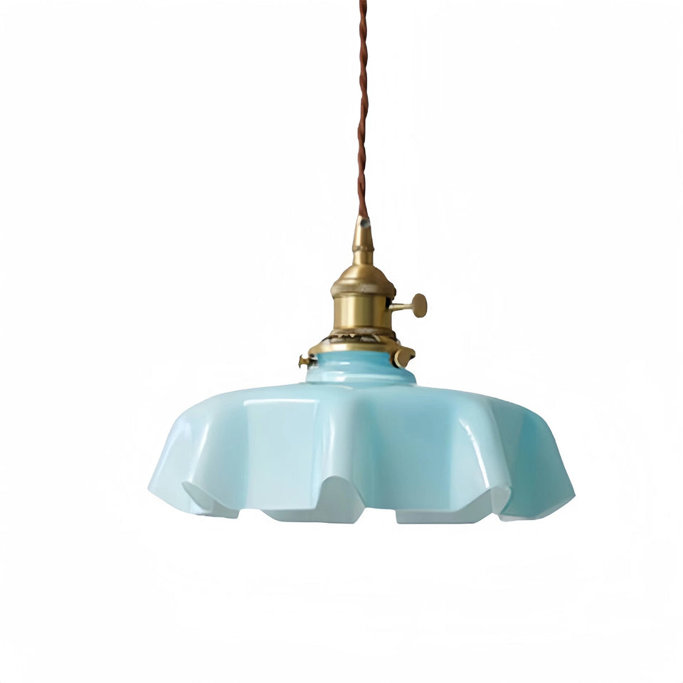 Cream Flower Glass Pendant Light-Lighting > Chandeliers & Pendant Lights-casanuva-Blue-casanuva