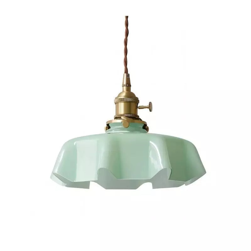 Cream Flower Glass Pendant Light-Lighting > Chandeliers & Pendant Lights-casanuva-Green-casanuva