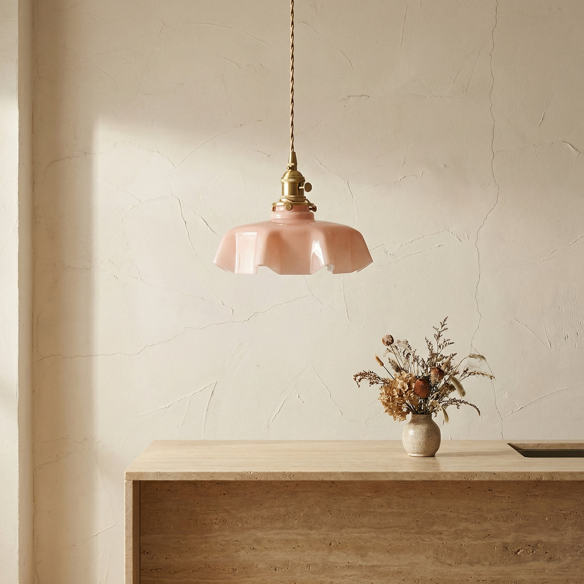 Cream Flower Glass Pendant Light-Lighting > Chandeliers & Pendant Lights-casanuva-casanuva