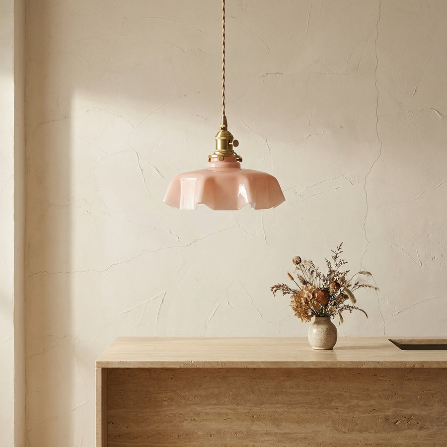 Cream Flower Glass Pendant Light-Lighting > Chandeliers & Pendant Lights-casanuva-casanuva