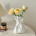 Crumpled Ceramic Vase-Home Decor > Vases-casanuva-White-casanuva