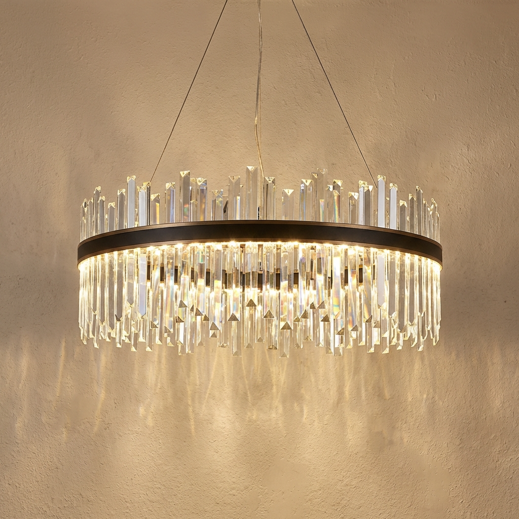 Crystal Chandelier Nordic Style Circular Design-Lighting > Chandeliers & Pendant Lights-casanuva-Black & Gold - 40cm-Warm Light-casanuva
