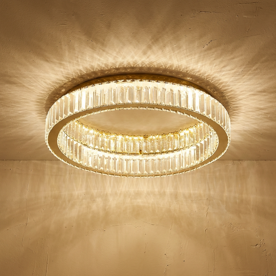 Crystal Circle LED Chandelier-Lighting > Chandeliers & Pendant Lights-casanuva-Gold-D20cm-Warm White-casanuva