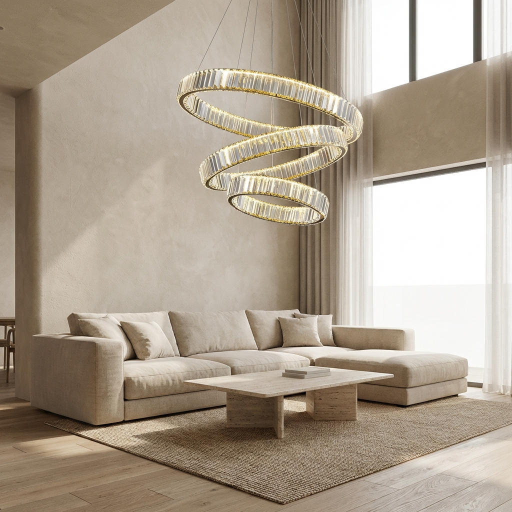 Crystal Circular Hanging Chandelier-Lighting > Chandeliers & Pendant Lights-casanuva-casanuva