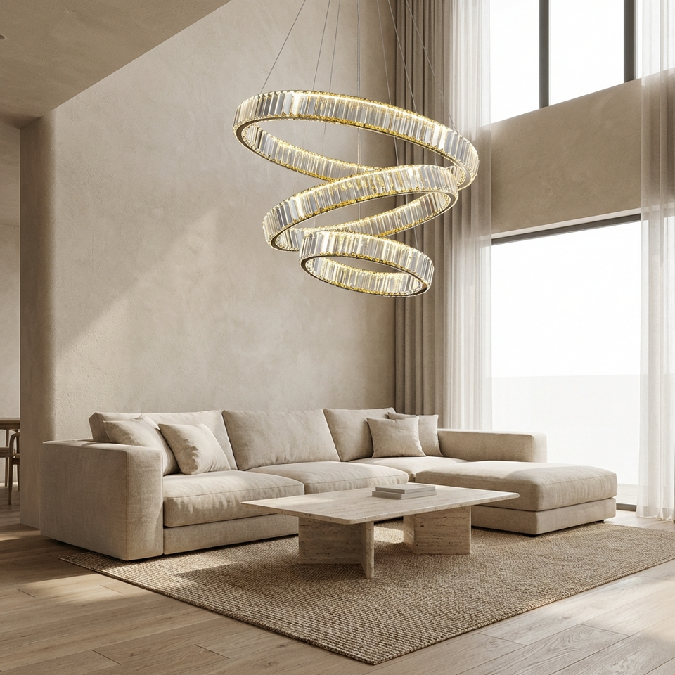 Crystal Circular Hanging Chandelier-Lighting > Chandeliers & Pendant Lights-casanuva-casanuva