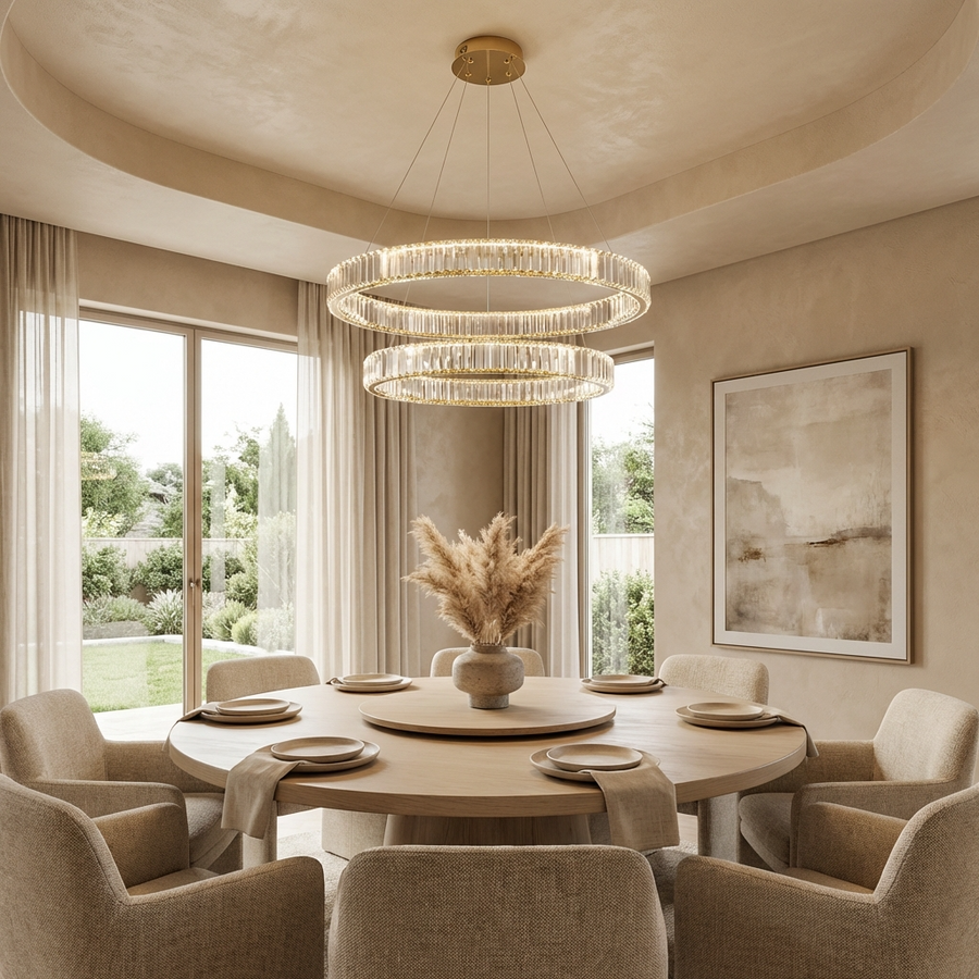 Crystal Circular Hanging Chandelier-Lighting > Chandeliers & Pendant Lights-casanuva-casanuva