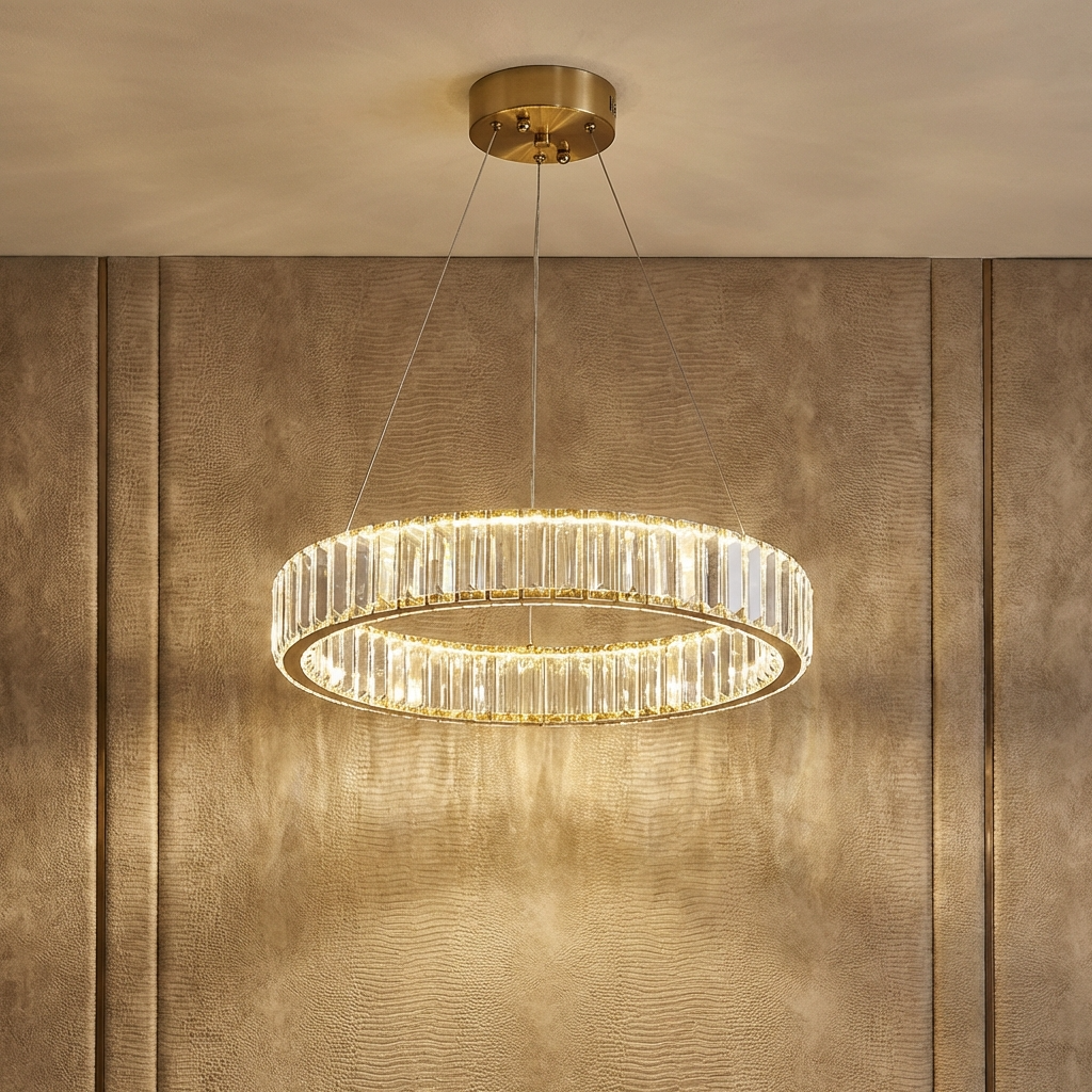 Crystal Circular Hanging Chandelier-Lighting > Chandeliers & Pendant Lights-casanuva-casanuva