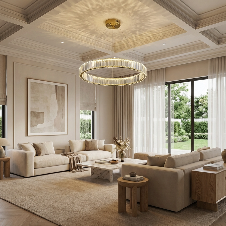 Crystal Circular Hanging Chandelier-Lighting > Chandeliers & Pendant Lights-casanuva-casanuva