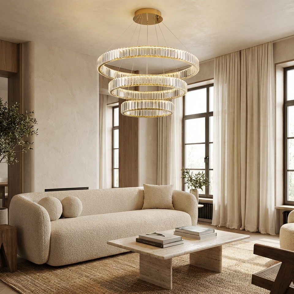 Crystal Circular Hanging Chandelier-Lighting > Chandeliers & Pendant Lights-casanuva-casanuva