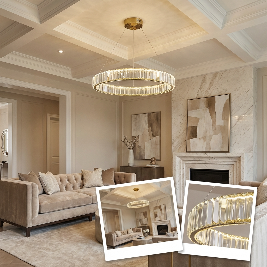 Crystal Circular Hanging Chandelier-Lighting > Chandeliers & Pendant Lights-casanuva-casanuva