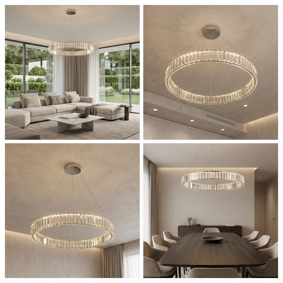 Crystal Circular Hanging Chandelier-Lighting > Chandeliers & Pendant Lights-casanuva-casanuva