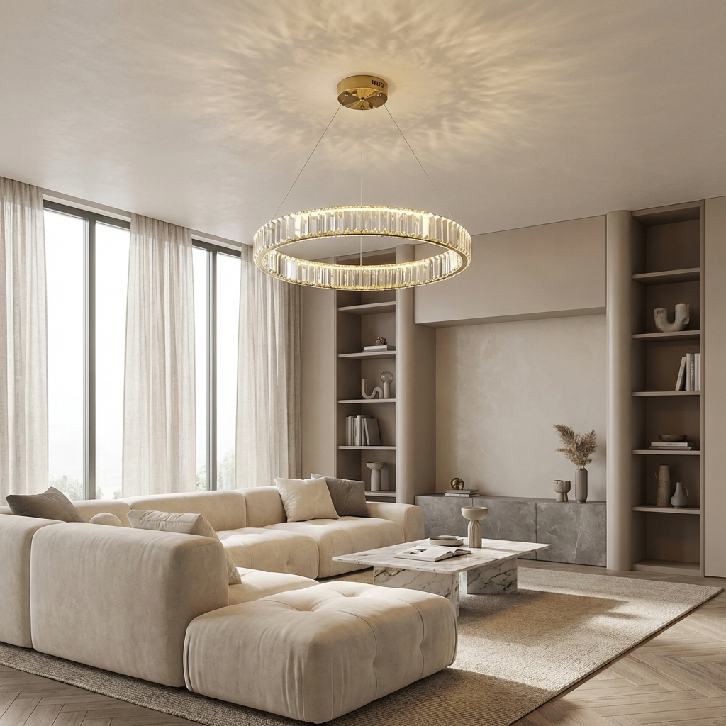 Crystal Circular Hanging Chandelier-Lighting > Chandeliers & Pendant Lights-casanuva-casanuva