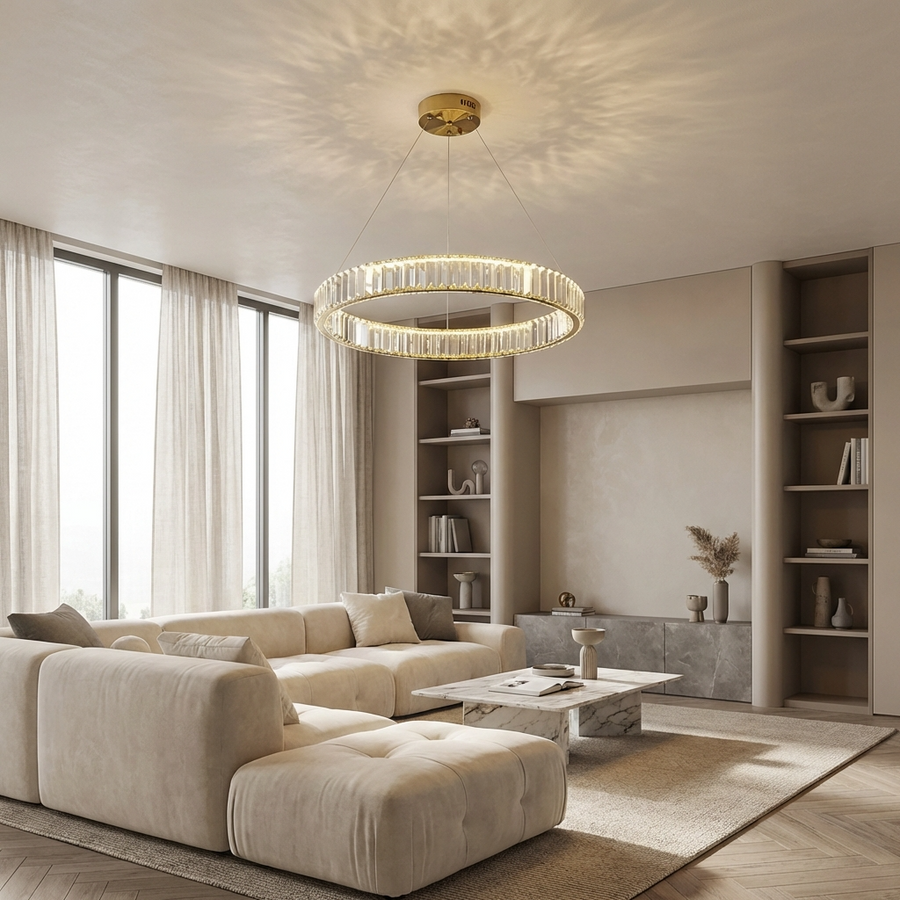Crystal Circular Hanging Chandelier-Lighting > Chandeliers & Pendant Lights-casanuva-casanuva