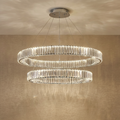 Crystal Circular Hanging Chandelier-Lighting > Chandeliers & Pendant Lights-casanuva-Double - 40cm + 60cm-Chrome-Warm Light-casanuva