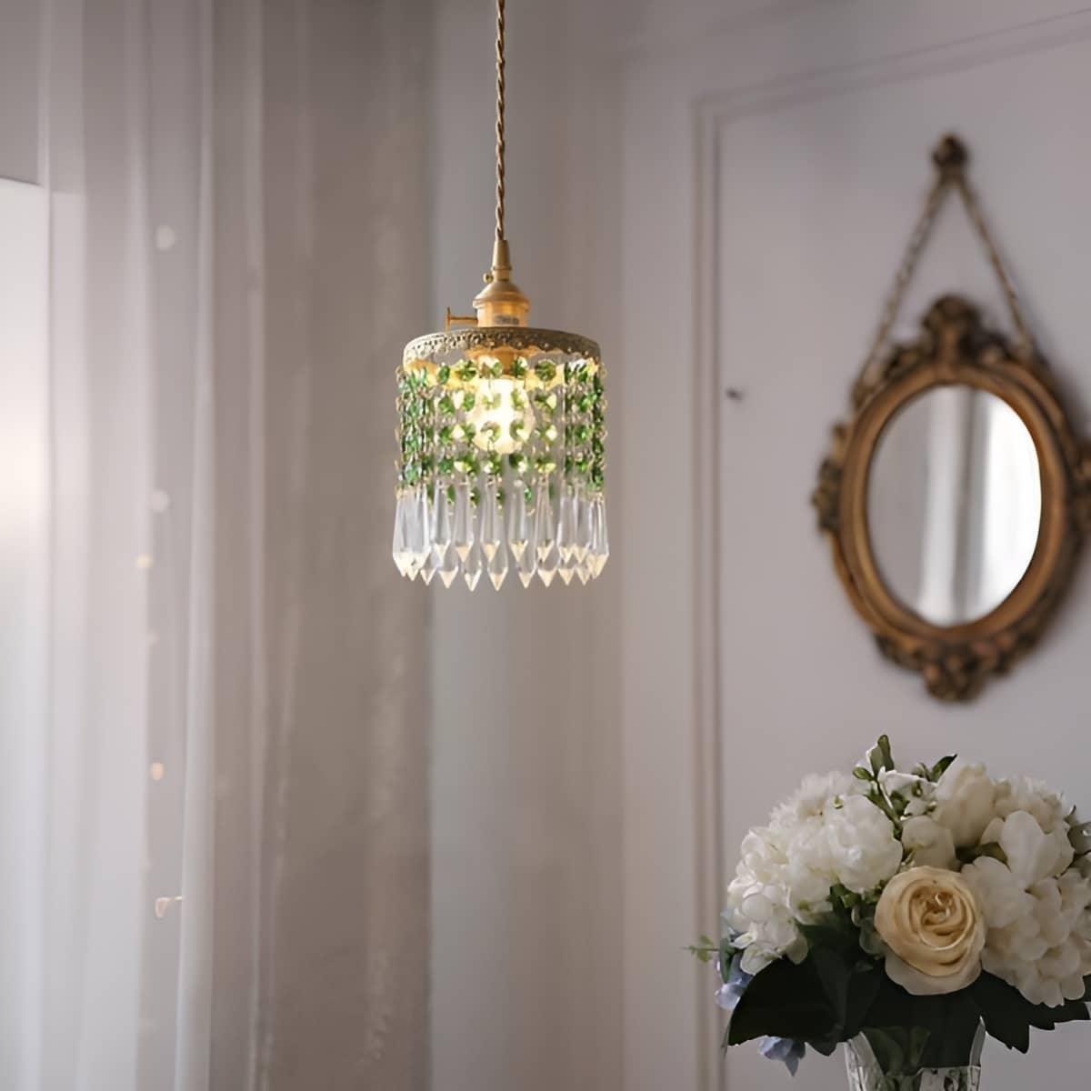 Crystal Fringe Brass Pendant Light-Lighting > Chandeliers & Pendant Lights-casanuva-casanuva