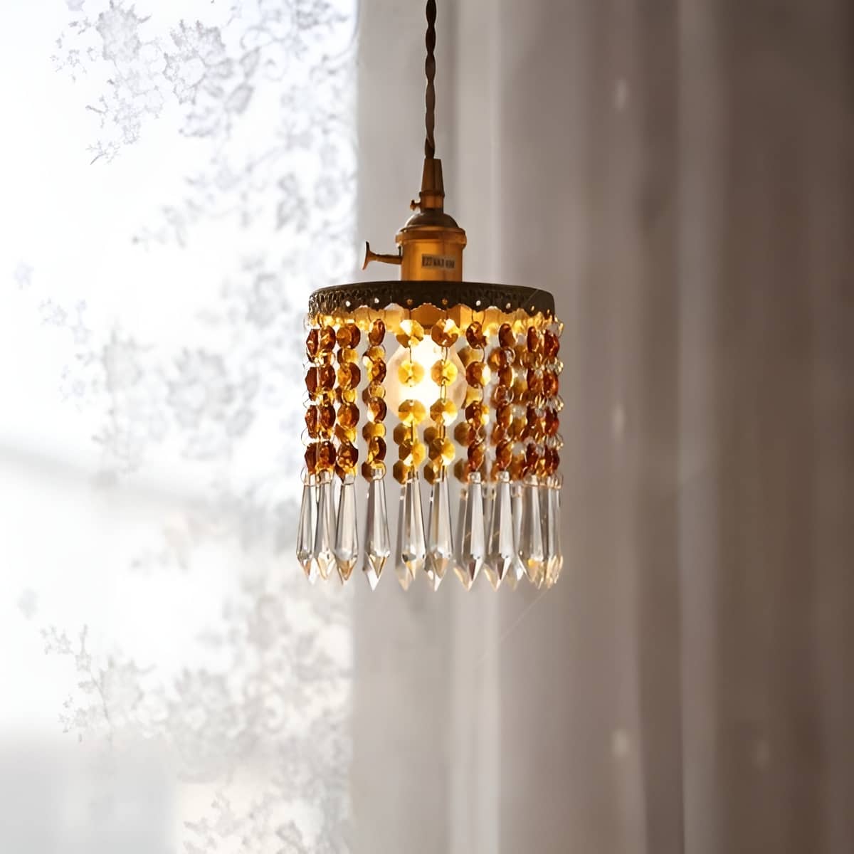 Crystal Fringe Brass Pendant Light-Lighting > Chandeliers & Pendant Lights-casanuva-casanuva